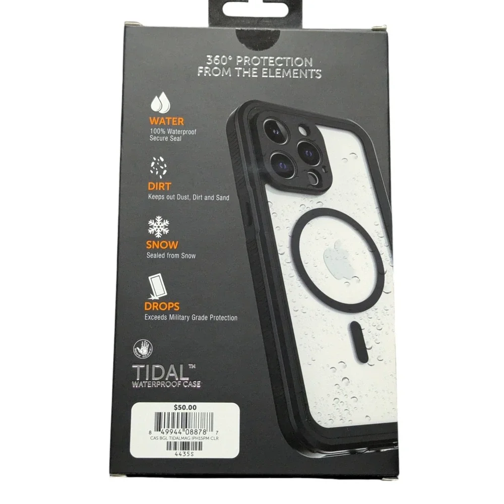 J7. Body Glove Tidal Waterproof W/MagSafe Case - iPhone 15 Pro Max - Clear/Black